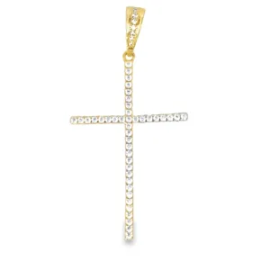 14K Yellow Gold Cz Cross Pendant 1.6Dwt