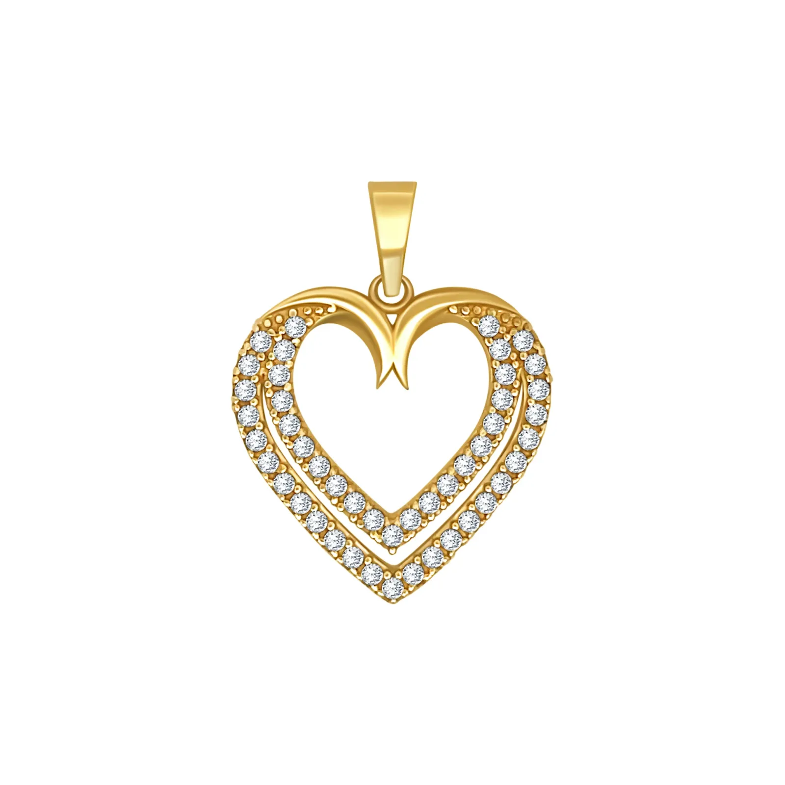 Gold Heart Pendant with Sparkling Stones