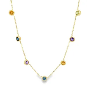 Multicolor Gemstone Station Necklace