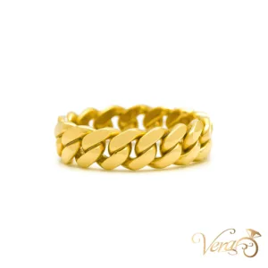 10K Yellow Gold Cuban Link Ring Size 13, 6.75g