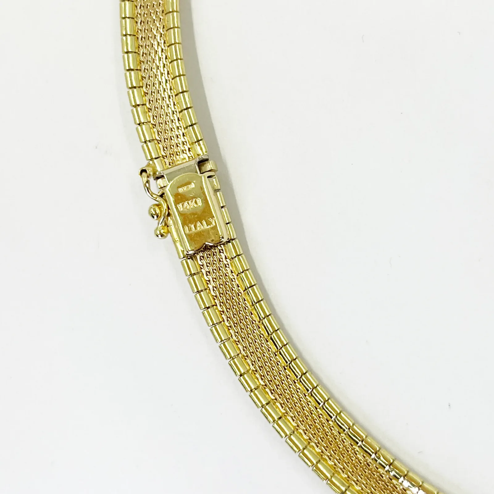 14K Yellow Gold Textured Omega Necklace