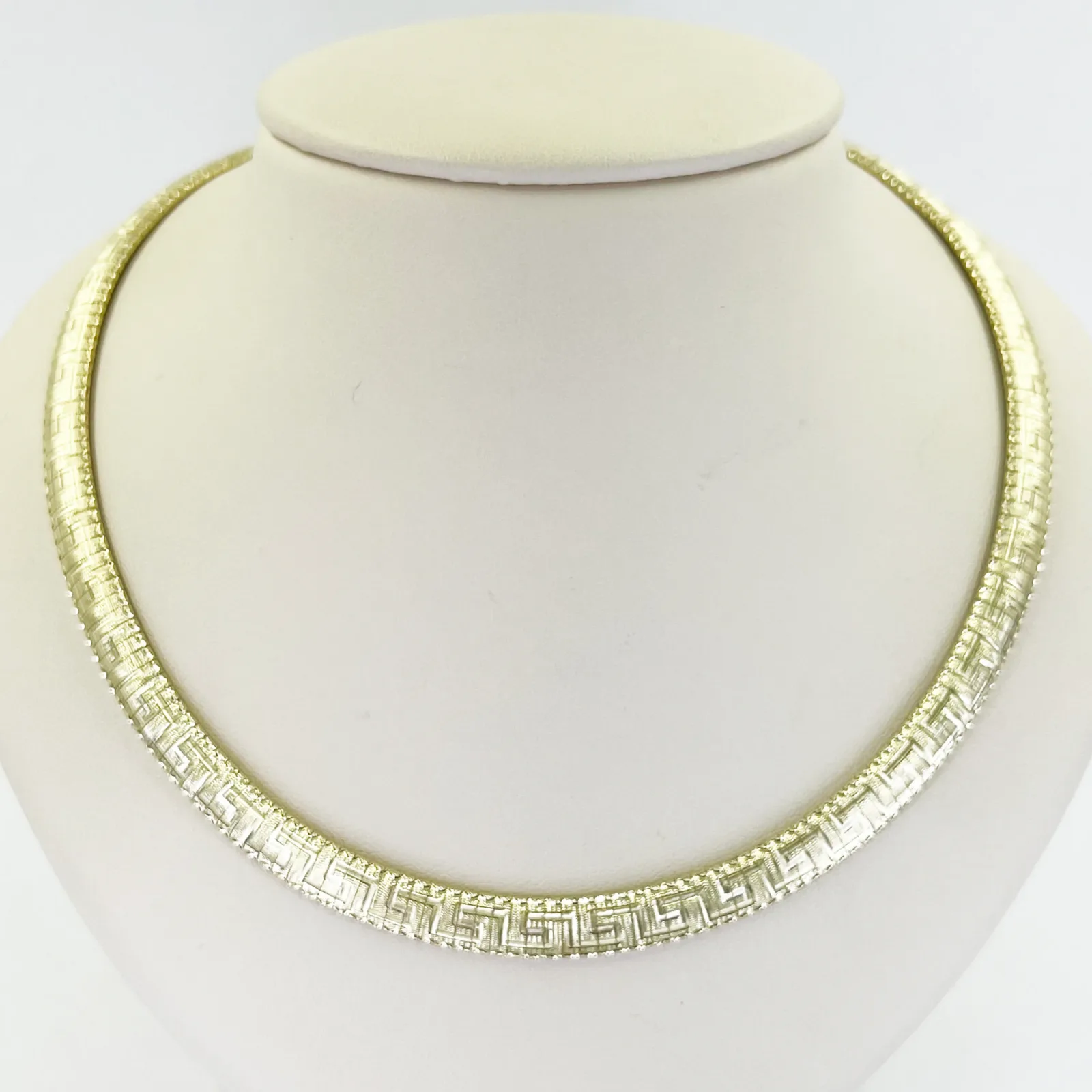 14K Yellow Gold Textured Omega Necklace