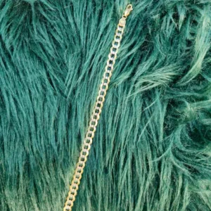 PULSERA CUBANA/ITALIANA DIAMANTADA 14 KT Weight 10.7 G