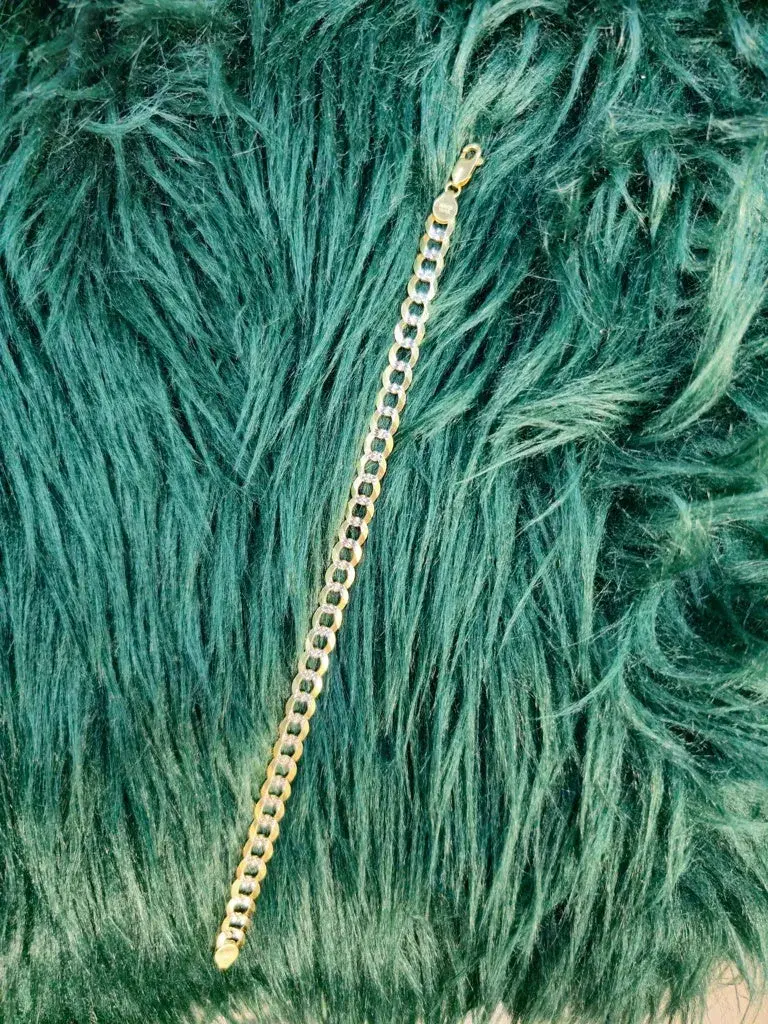 PULSERA CUBANA/ITALIANA DIAMANTADA 14 KT Weight 10.7 G