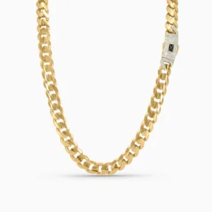 Monaco X Gold Cuban Link Style Chain – Iced Sleek Clasp in 14K - Pochy Jewelry