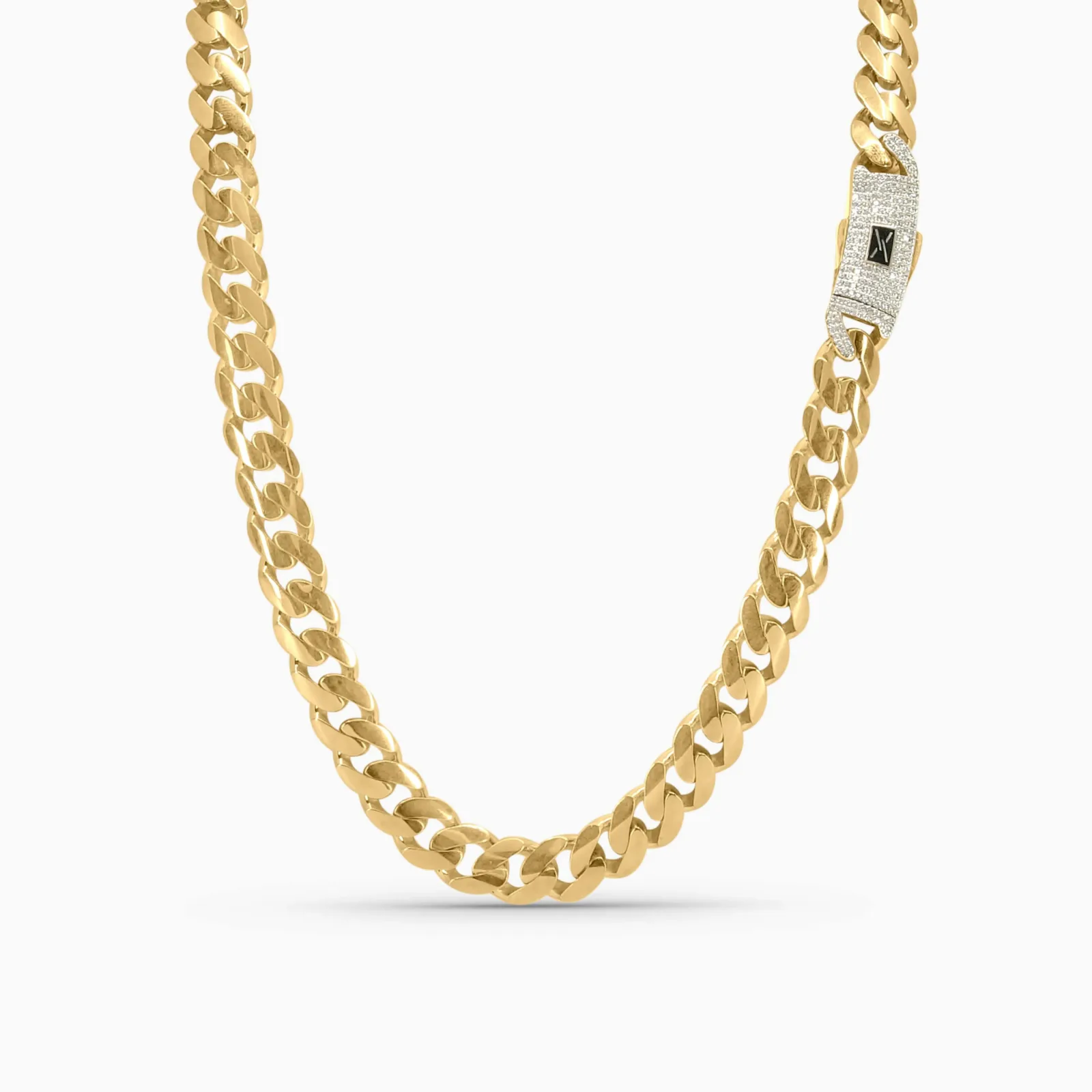 Monaco X Gold Cuban Link Style Chain – Iced Sleek Clasp in 14K - Pochy Jewelry