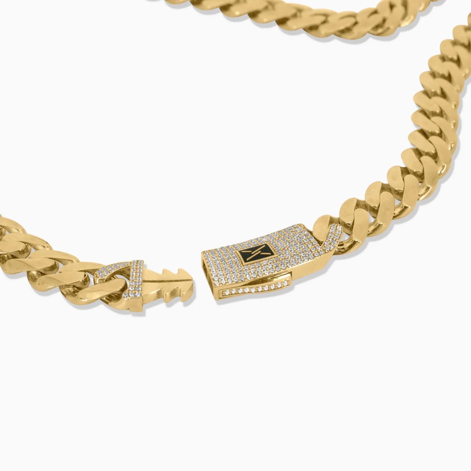 Monaco X Gold Cuban Link Style Chain – Iced Sleek Clasp in 14K - Pochy Jewelry