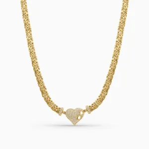 Gargantilla de Oro con Dije de Corazón y Detalles Brillantes 10k Daisy Joyeria