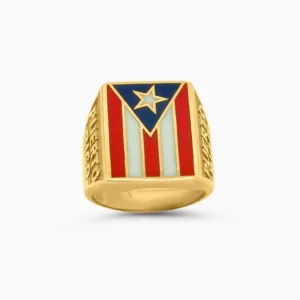 Anillo Bandera de Puerto Rico Esmaltado 10K Daisy Joyeria