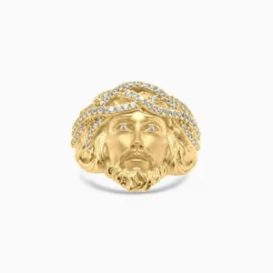 Anillo Cara de Cristo en 10K Pave Brillante Daisy Joyeria