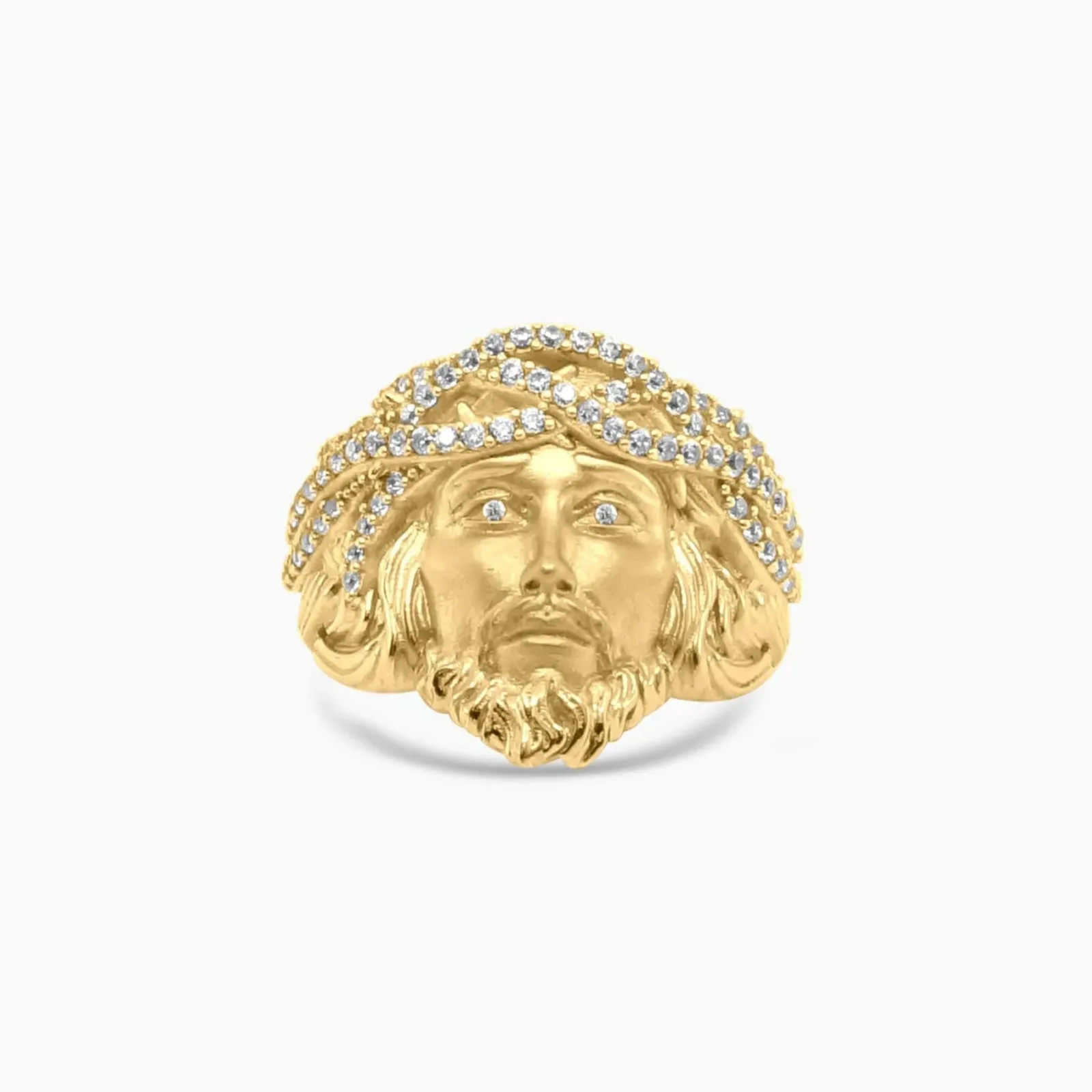 Anillo Cara de Cristo en 10K Pave Brillante Daisy Joyeria
