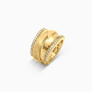 Anillo Estilo Moderno con Bordes Pavé en Oro 10K Daisy Joyeria