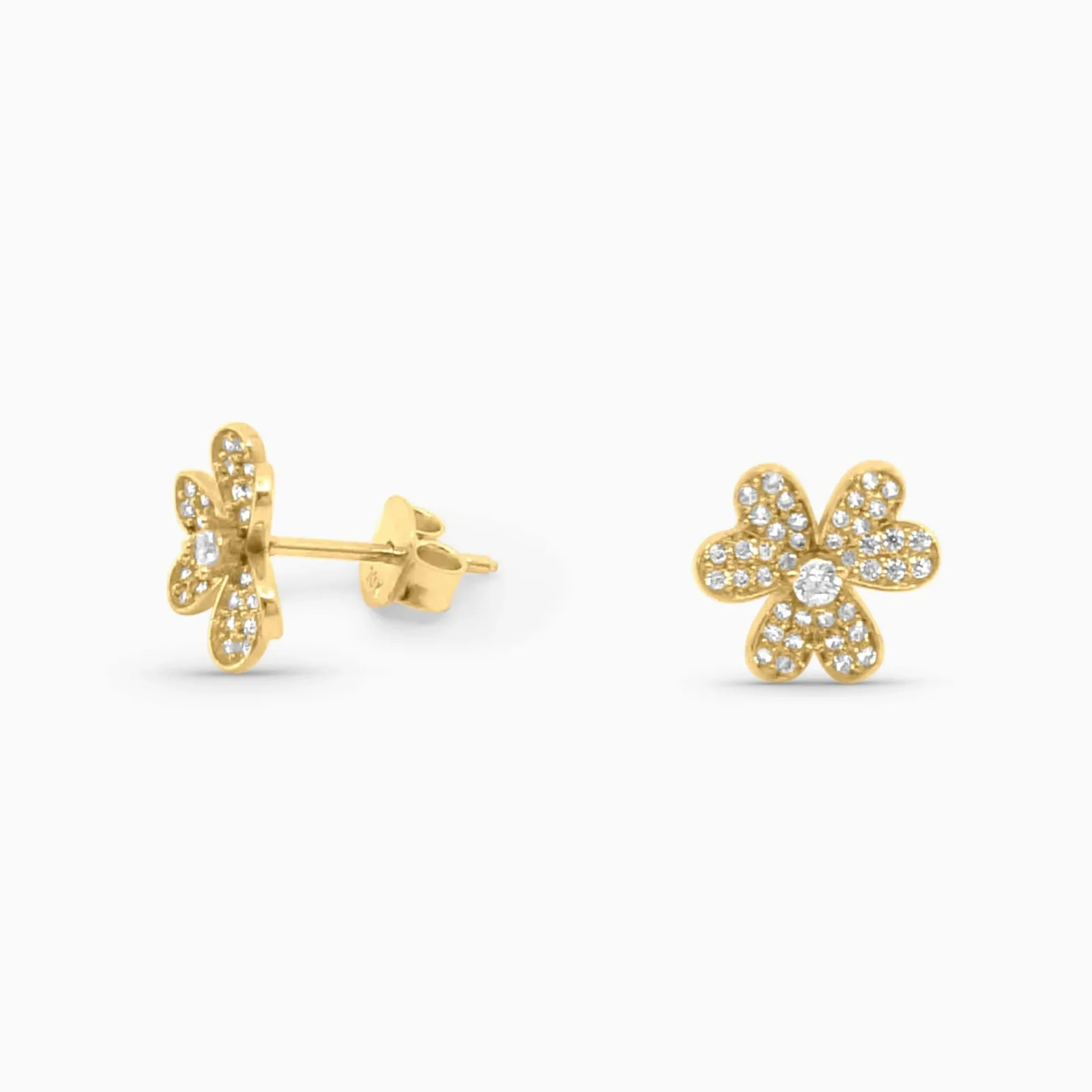Aretes Flor Pave Brillante en 10k Daisy Joyeria