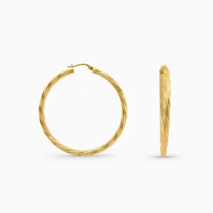 Aretes Argolla Torcida Texturizada en 10k Daisy Joyeria