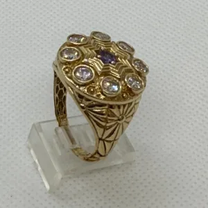 Anillo Roseta de Circonias Grandes en Oro 10K