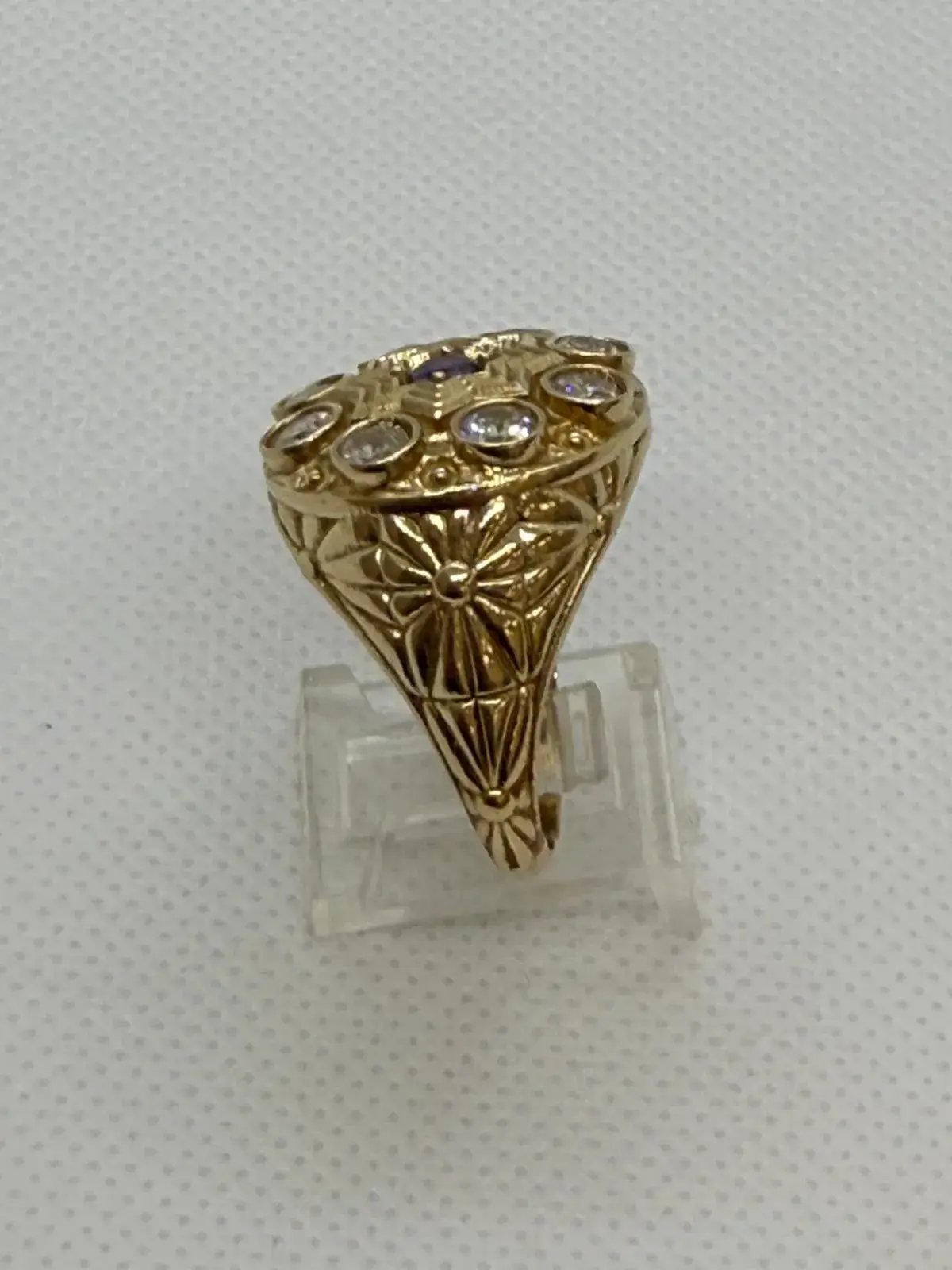 Anillo Roseta de Circonias Grandes en Oro 10K - Imagen 2