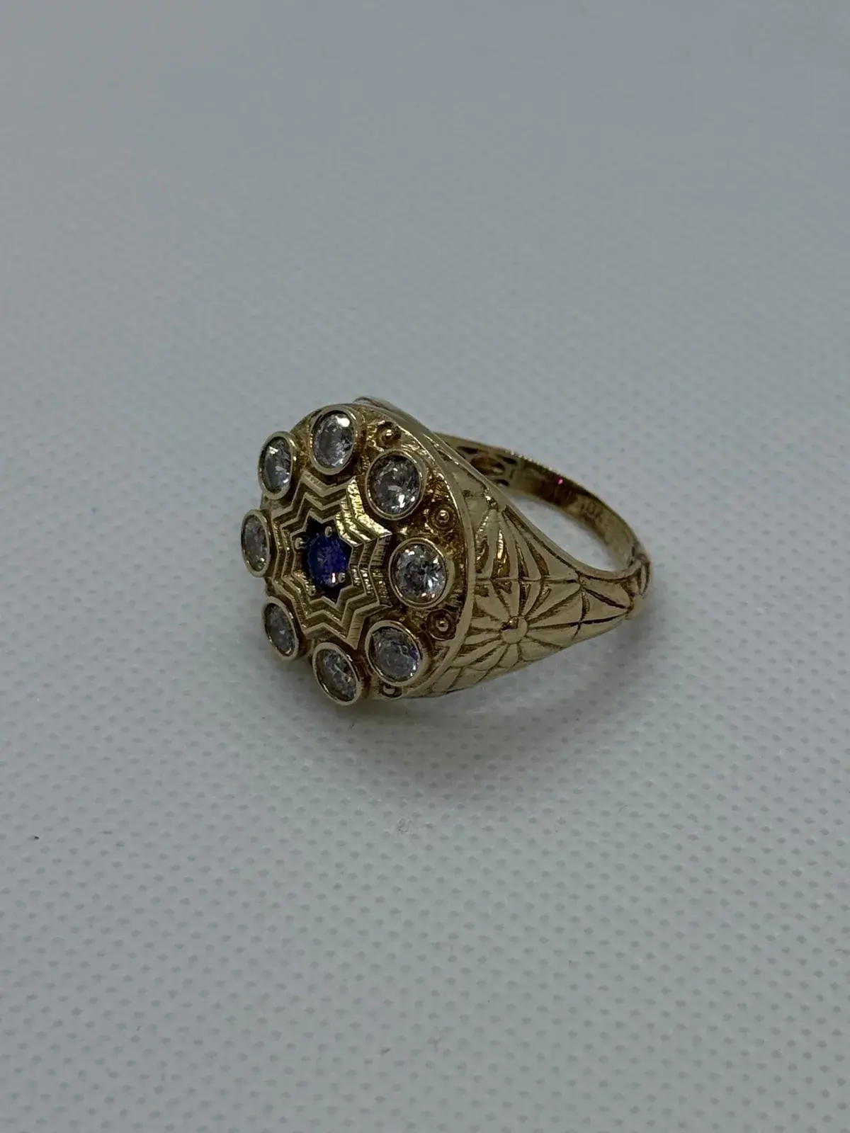 Anillo Roseta de Circonias Grandes en Oro 10K - Imagen 3