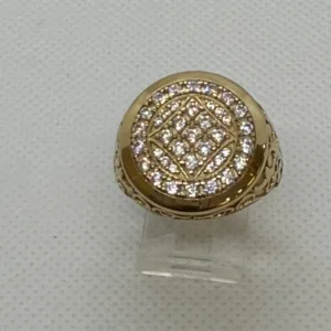 Anillo Roseta de Hombre Forma de Rombo en Oro 10K
