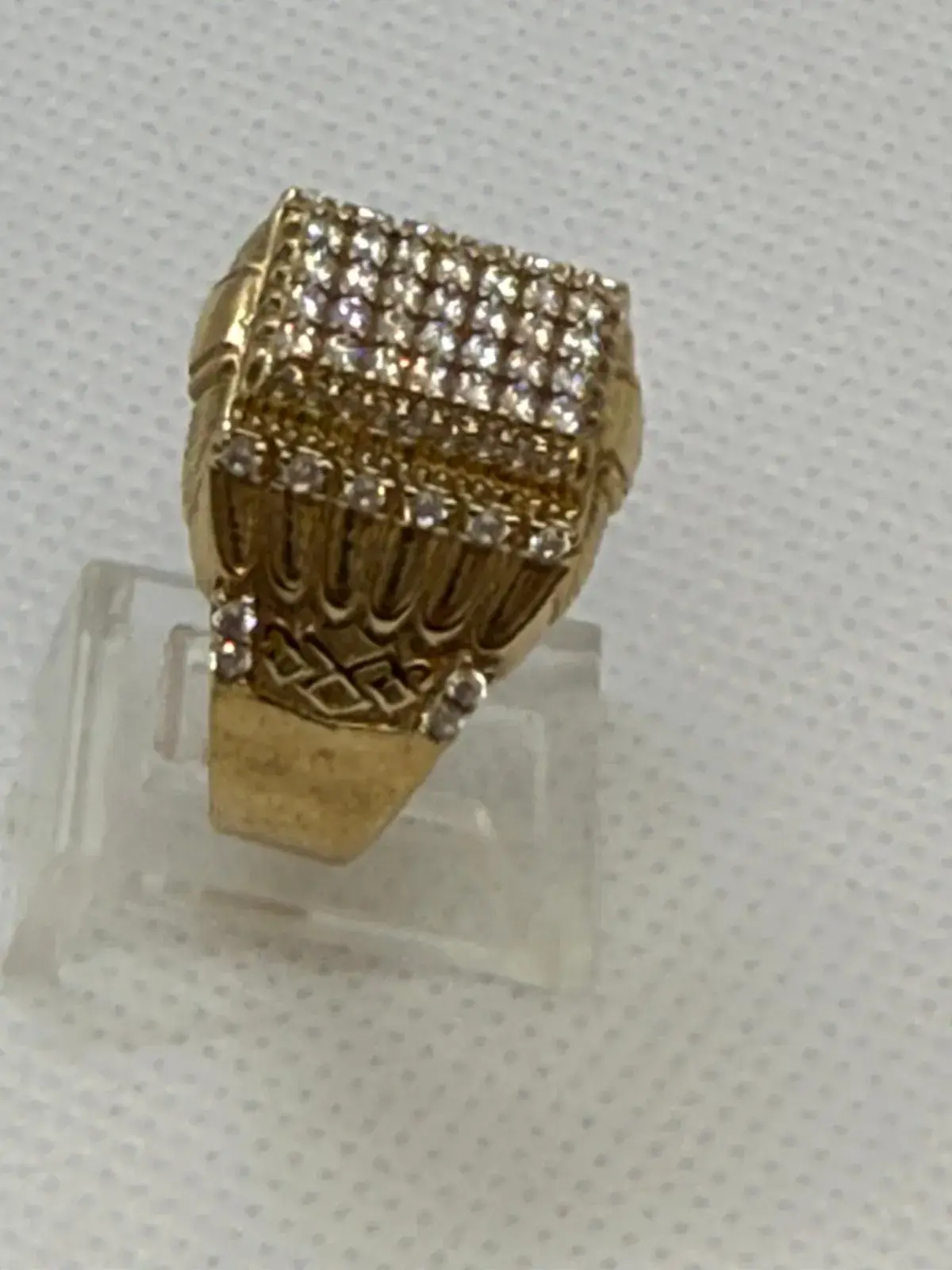 Anillo Circonias Rectangular en Oro 10K - Imagen 2