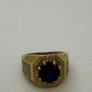Anillo de Piedra Azul en Oro 10K