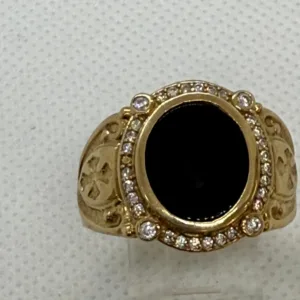 Anillo de Ã“nix Plano en Oro 10K