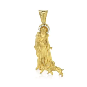 Las Villas Dijes 88.9 mm x 41mm 14K San Lazaro Solid Gold Pendant