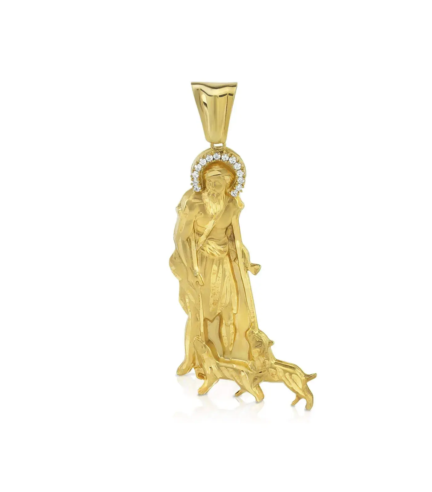 Las Villas Dijes 88.9 mm x 41mm 14K San Lazaro Solid Gold Pendant