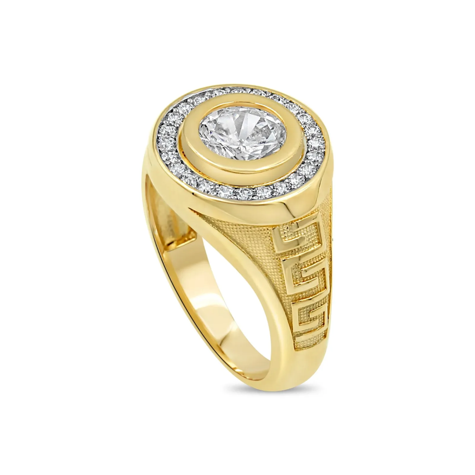 Las Villas Jewelry Men's Big Look Rings Men's White Stone Pave set ring in 10kt Gold