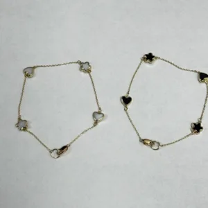 Las Villas Jewelry Online Chain Bracelets Yellow Gold Star and Heart Charm Chain Bracelet 10k