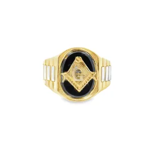 Las Villas Jewelry Online Men's Big Look Rings Elegant Gold Masonic Ring 14k