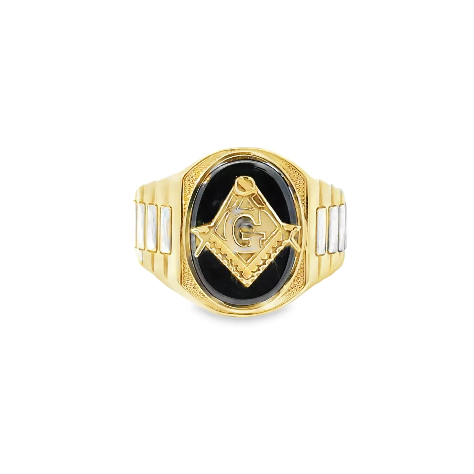Las Villas Jewelry Online Men's Big Look Rings Elegant Gold Masonic Ring 14k