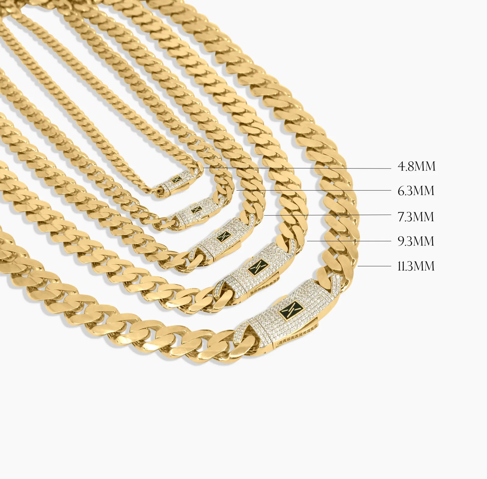 Monaco X Gold Cuban Link Style Chain – Iced Sleek Clasp in 14K - Pochy Jewelry
