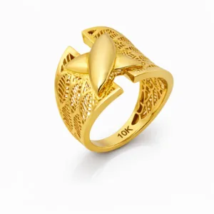 10K Yellow Gold Openwork Star Cuff Women’s Ring