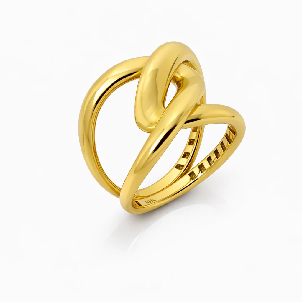 14K Yellow Gold Intertwined Knot Women’s Ring