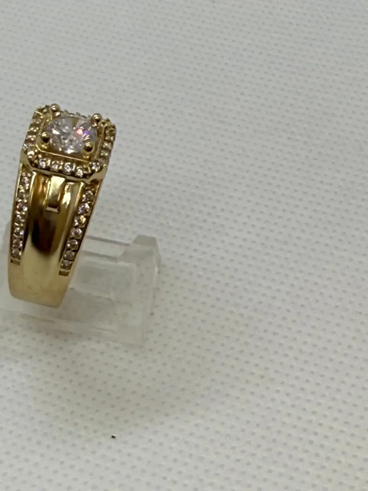 Anillo Cuadrado con Piedra de Circonia Blanca en Oro 10K - Imagen 2