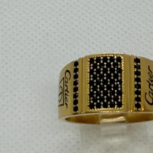 Anillo Carti de Piedras Negras en Oro 10K