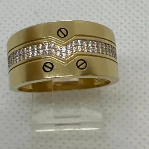 Anillo Carti SÃ­mbolo Negro en Oro 10K