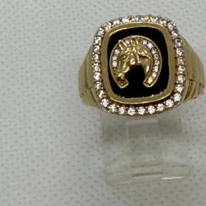 Anillo de Herradura con Ã“nix en Oro 10K