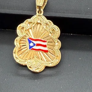 Bandera Puerto Rico en Oro 10K